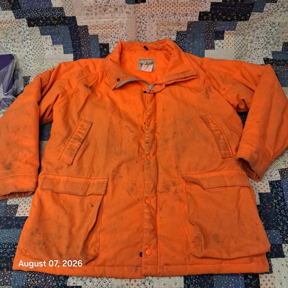 * Vintage Woolrich Hunting Field Coat Mens Large Blaze Orange Insulated 3262WS